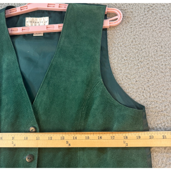Highgate Ltd Mens Suede Leather Vest Green Front Size M - Picture 5 of 13